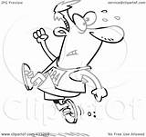 Runner Crowd Ahead Coloring Illustration Line Man Royalty Clipart Toonaday Rf sketch template