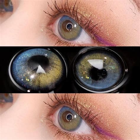 blue yellow contact lens  pieces yc prescription colored contacts colored eye
