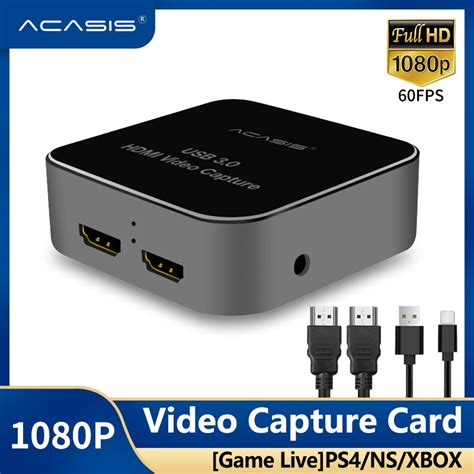 Acasis Hdmi Hd Video Capture Card 4k 30p In Out 1080p 60fps For Game