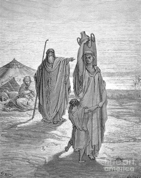 Hagar And Ishmael Drawing By Gustave Dore Fine Art America