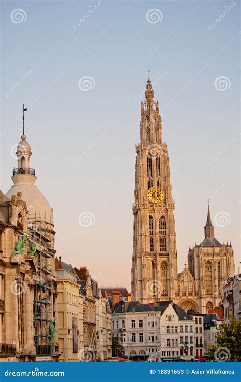 antwerp cathedral stock image image  medieval church