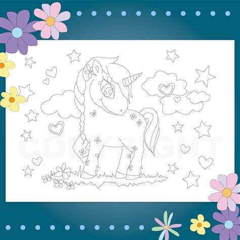 cute baby unicorn printable coloring sheet baby unicorn etsy