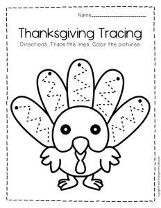 printable tracing thanksgiving preschool worksheets