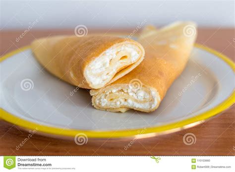 home  polish pancake called nalesnik stock photo image  brown