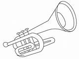 Trumpet Coloring Drawing Cartoon Instrument Musical Instruments Trumpets Kids Music Pages Drawings Printable Sketch Objects Sheets sketch template