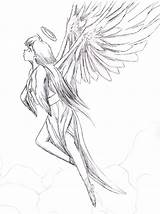 Angel Flying Simple Drawing Anime Drawings Pencil Easy Sketch Female Tattoo Deviantart Girl Template Sad Templates Coloring Getdrawings Pages Kawaii sketch template