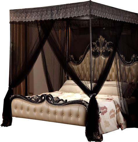 nattey 4 corners post canopy bed curtain for girls and adults 4 openings