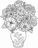 Coloring Flower Flowers Drawing Pot Bouquet Pages Vase Sketch Pencil Rose Colour Tulips Pots Drawings Line Beautiful Draw Clipart Easy sketch template