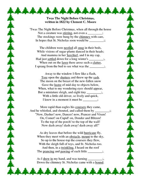 twas  night  christmas poem printable