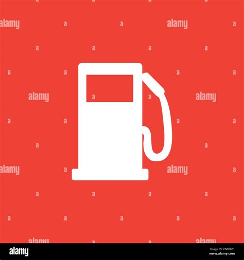 gas station icon  red background red flat style vector illustration