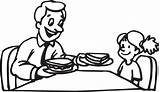 Dad Good Clipart Clip Daughter Manners Cartoon Father Eating Table Breakfast Coloring Cliparts Girl Do Mom Library Kids Deeds Sandwich sketch template