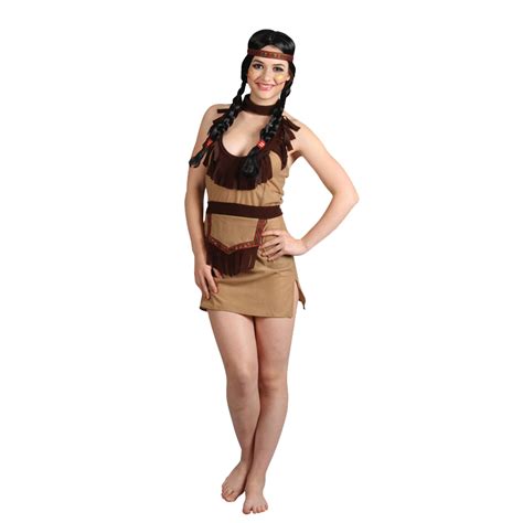 new red indian fancy dress costume squaw sexy native
