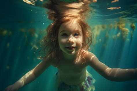 Premium Ai Image A Girl Swimming Under Water