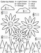 Note Color Music Worksheets Piano Theory Worksheet Flowers Printable Kids Musical Freebie Education Games Lessons Spring Welcome Treble Find Lesson sketch template