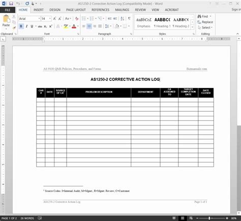 action log template awesome corrective action log