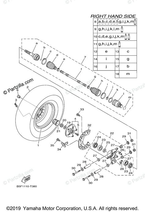 yamaha side  side  oem parts diagram  rear wheel  partzillacom