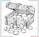 Treasure Chest Coloring Coins Clipart Wooden Illustration Hidden Rf Royalty Pages Print Pearl Franzwa Charley sketch template