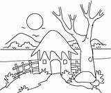 Scenery Coloring Pages Outline Mountain Kids Sketch Village Drawing Drawings Hut Color Printable Print Template Google Getcolorings Summer Pag Books sketch template