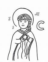 St Drexel Katharine Coloring Saint Cecilia sketch template