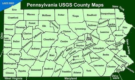 pennsylvania map  counties  cities