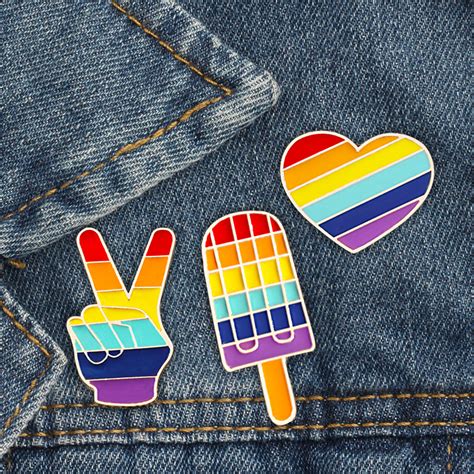 prideoutlet lapel pins retro rainbow gay pride peace