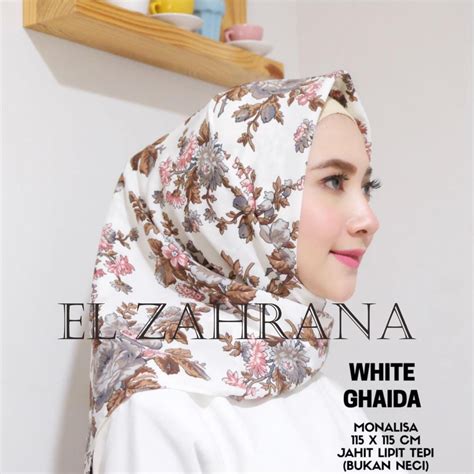 jilbab segi empat rawis motif bunga warna soft islam