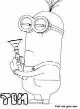 Minion Tim Print Coloring Pages Despicable Disney Eyed Two Tegninger Printable Cartoon sketch template