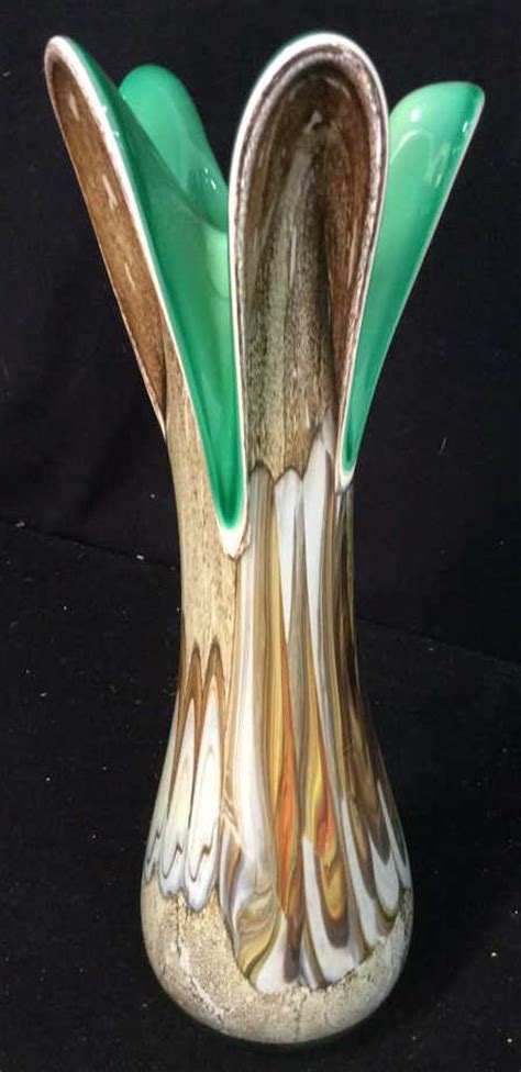 Sold Price Vintage Art Glass Vase Multi Colored Art Glass