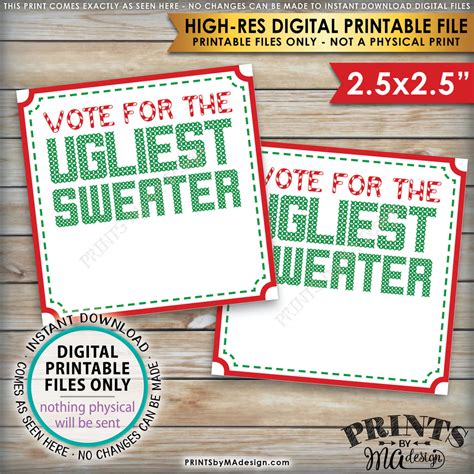 ugly sweater voting cards printable printable word searches