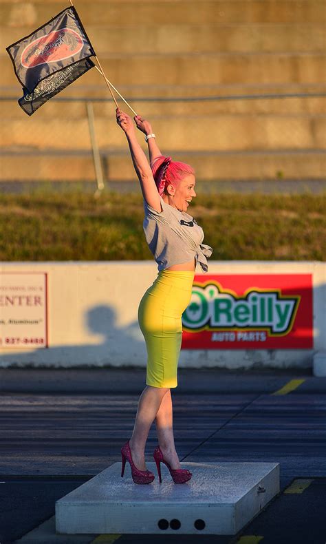 Retro Drag Racing Flag Girl At The Steel In Motion