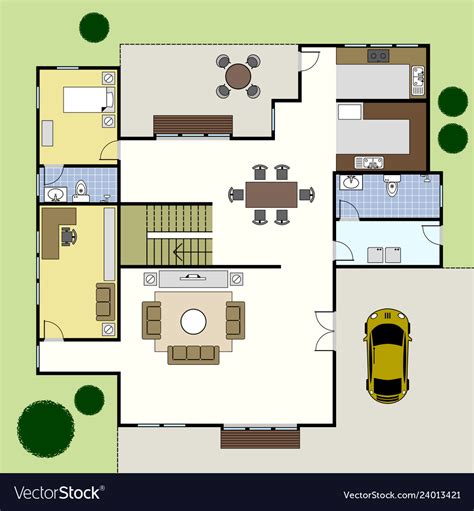 floorplan architecture plan house ground floor vector image