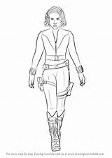 Widow Natasha Draw Romanoff Drawing Step Aka Characters Tutorials Drawingtutorials101 People sketch template