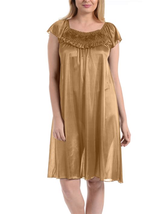 ezi women s satin silk ruffle nightgown ebay