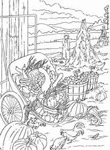 Coloring Pages Country Adults Scenes Scenery Farm Fall Book Adult Color Harvest Books Dover Publications Welcome Printable Doverpublications Nature Print sketch template