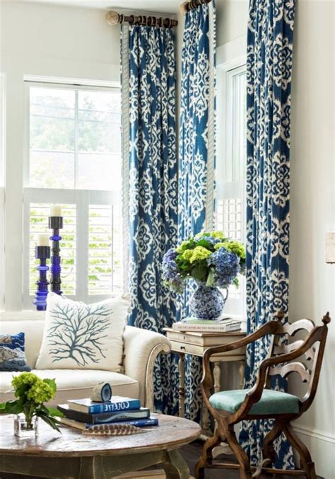 quick ship pair blue ikat curtains blue white curtains navy drapes