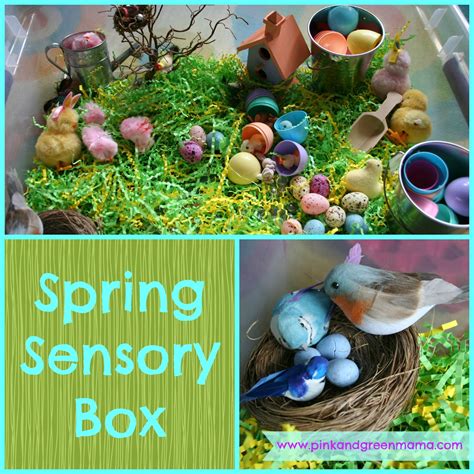 pink  green mama preschool  home spring sensory box