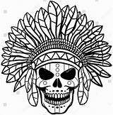 Coloring Skull Halloween Feathers Indian Entertainmentmesh Head Hat Red sketch template