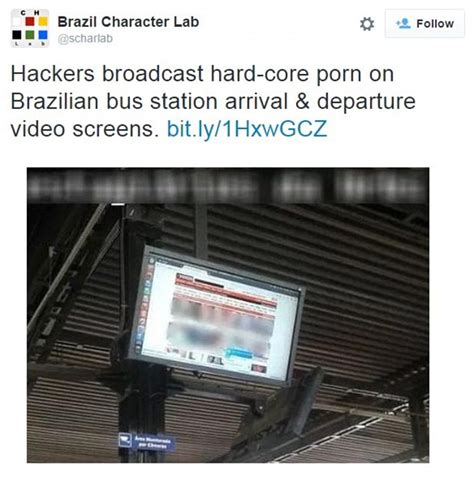 porn shown at brazilian bus station after hackers infiltrate display screens daily mail online
