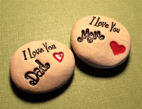 i love you mom and dad message stones set of 2 free shipping