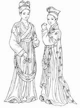 Dynasty Cinese Coloring Tang Haneulcorea Storia Abito Dell Dynasties 1297 Hanfu Chinawhisper Hu Dinastia Società sketch template