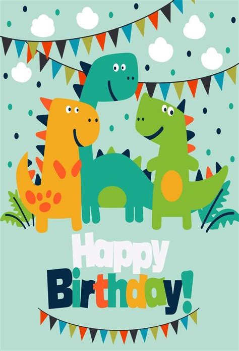 kid birthday vinyl dinosaur backdrop happy birthday kids happy