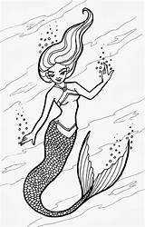 Scales Mermaid Pages Coloring Original sketch template