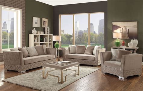 tamara beige velvet living room set  acme coleman furniture