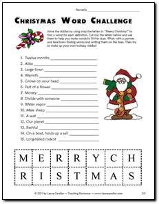 christmas word challenge game students   letters  merry