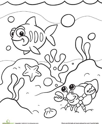 sea worksheet educationcom fish coloring page