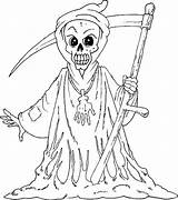 Coloring Grim Reaper Scary sketch template
