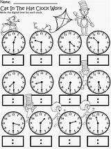 Clock Minute Kids Coloring Hat Cat Intervals Pages sketch template