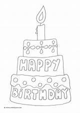 Coloring Pages Birthday Happy Cake Print Bear Balloons Teddy sketch template