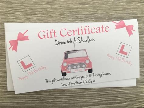 personalised driving lesson gift card money wallet voucher etsy