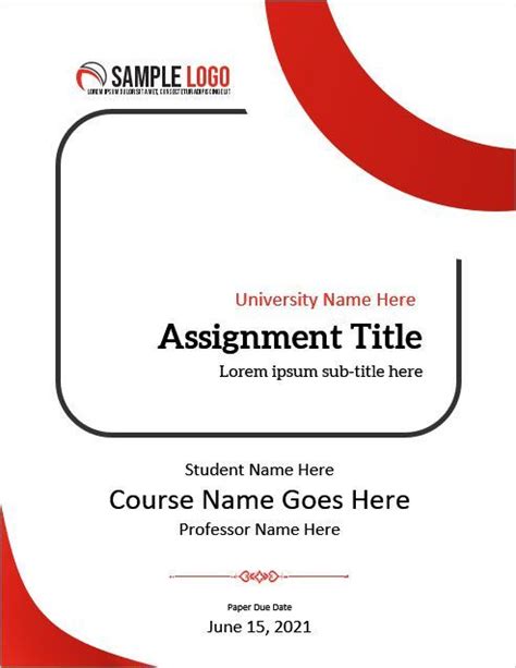 assignment cover page format  ms word cover page template